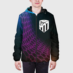Куртка с капюшоном мужская Atletico Madrid футбольная сетка, цвет: 3D-черный — фото 2