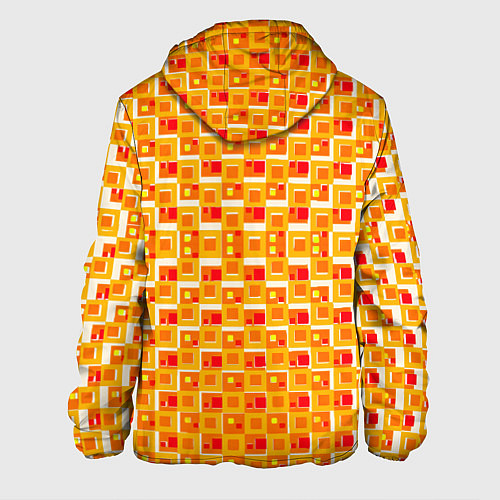 Мужская куртка Жёлтые и красные квадраты на белом фоне / 3D-Черный – фото 2