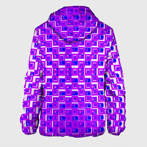 Мужская куртка Фиолетовые квадраты на белом фоне / 3D-Черный – фото 2