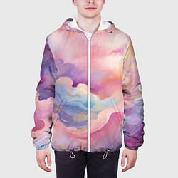 Куртка с капюшоном мужская Нежные сказочные облака, цвет: 3D-белый — фото 2