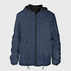 Куртка с капюшоном мужская Абстракция порезы стальной синий, цвет: 3D-черный