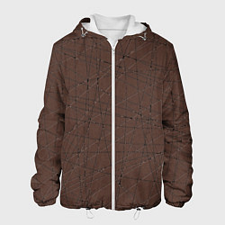 Куртка с капюшоном мужская Абстракция порезы коричневый, цвет: 3D-белый