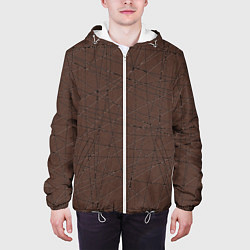 Куртка с капюшоном мужская Абстракция порезы коричневый, цвет: 3D-белый — фото 2