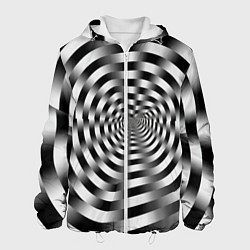 Куртка с капюшоном мужская Оптическая иллюзия спиральное заклинание, цвет: 3D-белый