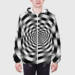 Куртка с капюшоном мужская Оптическая иллюзия спиральное заклинание, цвет: 3D-белый — фото 2