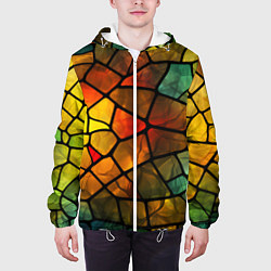 Куртка с капюшоном мужская Витражная стеклянная мозаика, цвет: 3D-белый — фото 2
