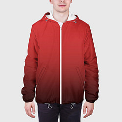Куртка с капюшоном мужская Градиент клубнично-чёрный, цвет: 3D-белый — фото 2