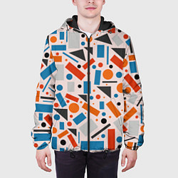 Куртка с капюшоном мужская Прямоугольники и круги, цвет: 3D-черный — фото 2