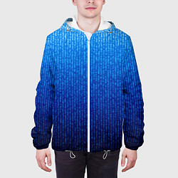 Куртка с капюшоном мужская Сине-голубой в вертикальную полоску, цвет: 3D-белый — фото 2