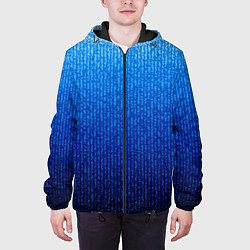 Куртка с капюшоном мужская Сине-голубой в вертикальную полоску, цвет: 3D-черный — фото 2