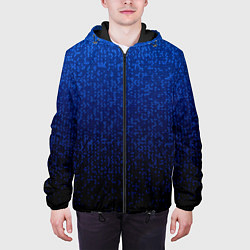 Куртка с капюшоном мужская Градиент мелкая мозаика сине-чёрный, цвет: 3D-черный — фото 2
