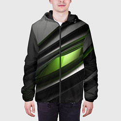 Куртка с капюшоном мужская Black green abstract geforce style, цвет: 3D-черный — фото 2