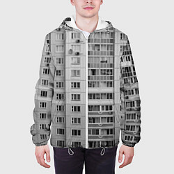 Куртка с капюшоном мужская Эстетика панельки, цвет: 3D-белый — фото 2