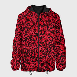 Куртка с капюшоном мужская Тёмно-красный паттерн пятнистый, цвет: 3D-черный