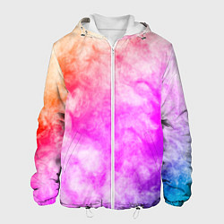 Куртка с капюшоном мужская Colorful smoke 1, цвет: 3D-белый
