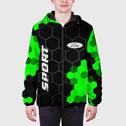 Куртка с капюшоном мужская Ford green sport hexagon, цвет: 3D-черный — фото 2