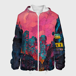 Мужская куртка Абстрактный город в неоновых цветах