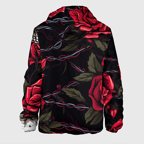 Мужская куртка Череп и красные розы / 3D-Черный – фото 2