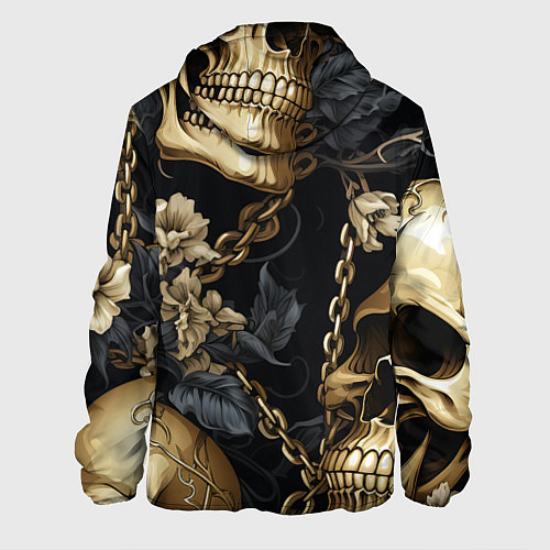 Мужская куртка Золотые черепа с цепями / 3D-Черный – фото 2