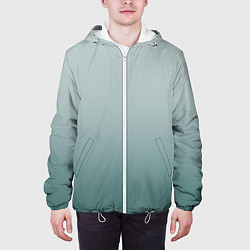 Куртка с капюшоном мужская Градиент светлый серо-бирюзовый, цвет: 3D-белый — фото 2