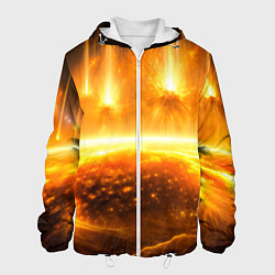 Куртка с капюшоном мужская Солнечная плазма вспышки, цвет: 3D-белый