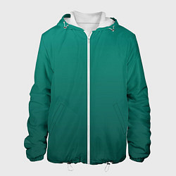 Куртка с капюшоном мужская Градиент нефритовый зелёный, цвет: 3D-белый