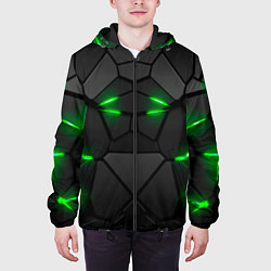 Куртка с капюшоном мужская Броня в стиле киберпанка в виде плит, цвет: 3D-черный — фото 2