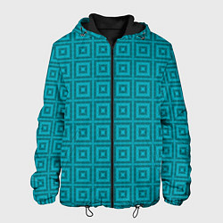 Куртка с капюшоном мужская Геометрический синий узор, цвет: 3D-черный