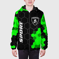 Куртка с капюшоном мужская Lamborghini green sport hexagon, цвет: 3D-черный — фото 2