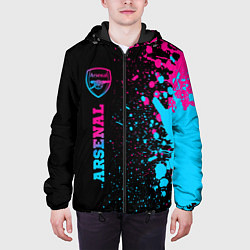 Куртка с капюшоном мужская Arsenal - neon gradient по-вертикали, цвет: 3D-черный — фото 2