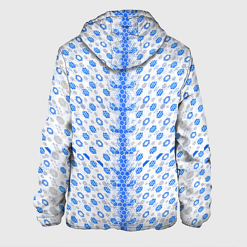 Мужская куртка Синие киберпанк ячейки на белом фоне / 3D-Черный – фото 2