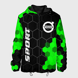 Куртка с капюшоном мужская Volvo green sport hexagon, цвет: 3D-черный
