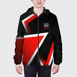 Куртка с капюшоном мужская Honda - красные треугольники, цвет: 3D-черный — фото 2