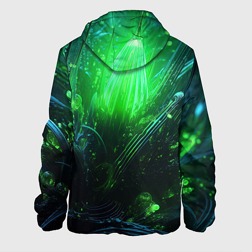 Мужская куртка Зеленая кислотная яркая неоновая абстракция / 3D-Черный – фото 2