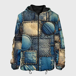 Куртка с капюшоном мужская Denim patchwork - ai art, цвет: 3D-черный