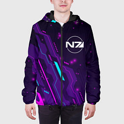 Куртка с капюшоном мужская Mass Effect neon gaming, цвет: 3D-черный — фото 2