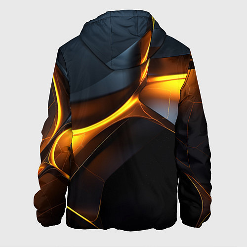 Мужская куртка Разлом черных плит и оранжевая лава / 3D-Черный – фото 2