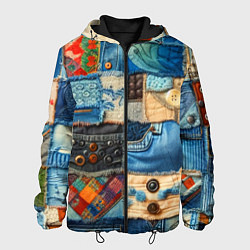 Куртка с капюшоном мужская Vanguard denim patchwork - ai art, цвет: 3D-черный