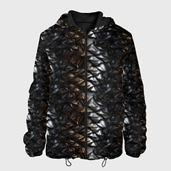 Куртка с капюшоном мужская Блестящая металлическая броня, цвет: 3D-черный