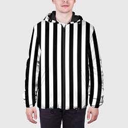 Куртка с капюшоном мужская Вертикальная широкая полоска, цвет: 3D-черный — фото 2