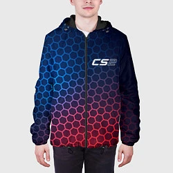 Куртка с капюшоном мужская Counter Strike 2 неоновые соты, цвет: 3D-черный — фото 2
