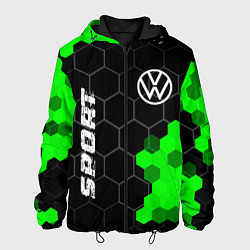 Куртка с капюшоном мужская Volkswagen green sport hexagon, цвет: 3D-черный