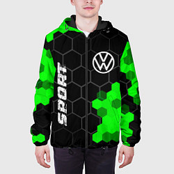 Куртка с капюшоном мужская Volkswagen green sport hexagon, цвет: 3D-черный — фото 2
