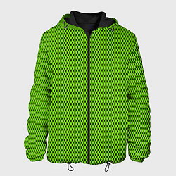 Куртка с капюшоном мужская Кислотный зелёный имитация сетки, цвет: 3D-черный