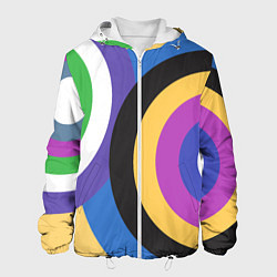 Куртка с капюшоном мужская Разноцветные круги, абстракция, цвет: 3D-белый