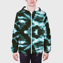 Куртка с капюшоном мужская Тай дай синий, цвет: 3D-белый — фото 2