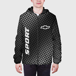 Куртка с капюшоном мужская Chevrolet sport carbon, цвет: 3D-черный — фото 2