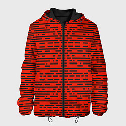Куртка с капюшоном мужская Чёрные полосы на красном фоне, цвет: 3D-черный