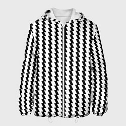 Куртка с капюшоном мужская Чёрно-белые вертикальные полосы, цвет: 3D-белый