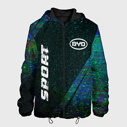 Куртка с капюшоном мужская BYD sport glitch blue, цвет: 3D-черный